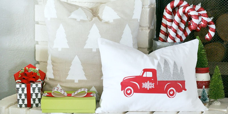 DIY Christmas Tree and VIntage Truck Holiday Pillows