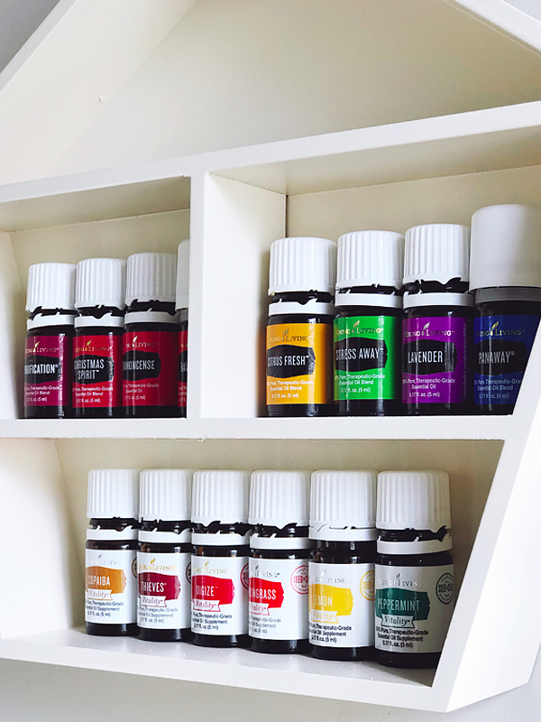 Make this $5 DIY oil shelf in just one day for your growing essential oils collection!