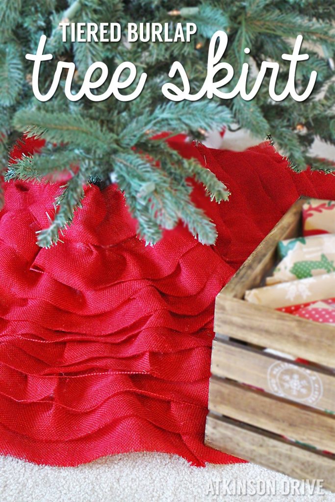 Add some rustic elegance to your holiday decorations with a DIY tiered burlap Christmas tree skirt! /// by Atkinson Drive