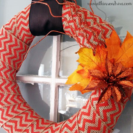 Chevron Burlap Fall Wreath