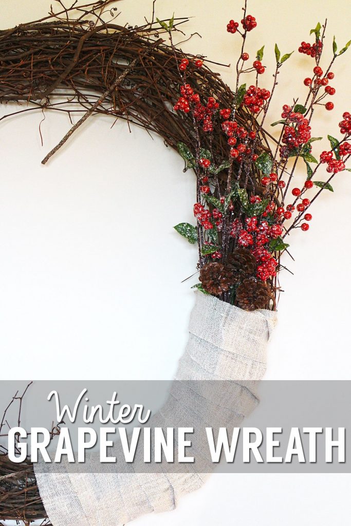 Celebrate the season on a budget with this Winter-inspired grapevine wreath! Great for Christmas, and all season long. /// by Atkinson Drive