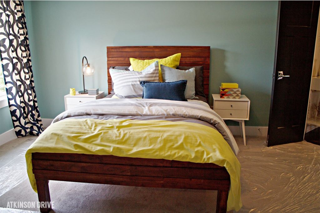 Home-a-Rama 2014: Yellow and mint bedroom with wood accents | Atkinson Drive